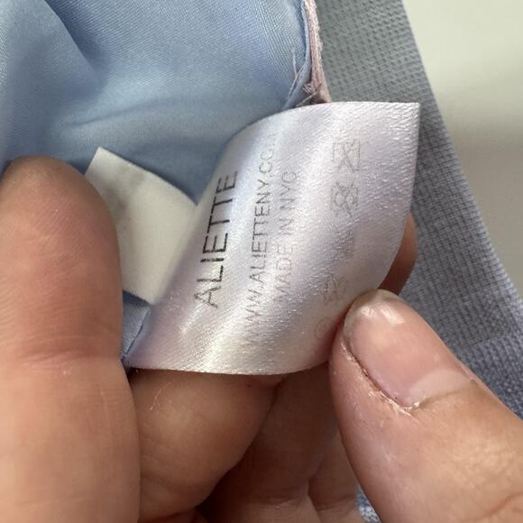 Aliette Jacket‎ Womens Medium Blue Nicole Cropped Puff Sleeve Bomber Zip Up NYC - Picture 7 of 12